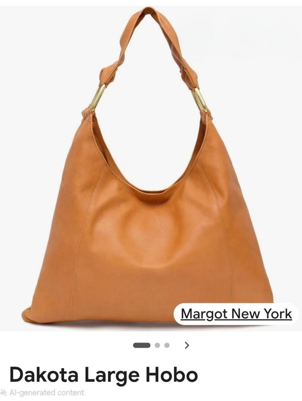 margot Dakota Large Hobo Bag - Cognac